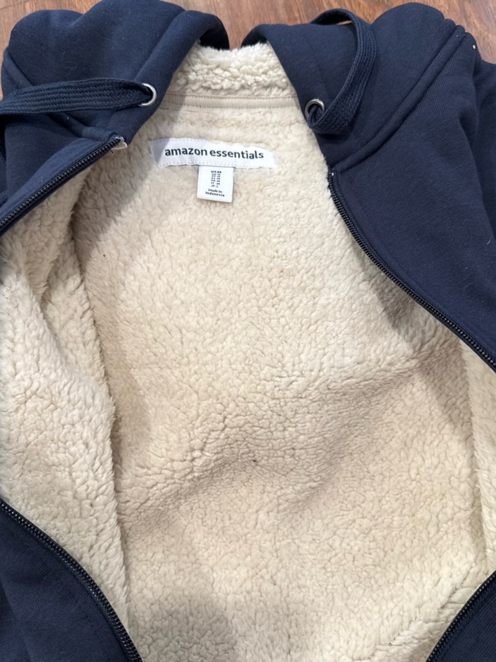 Amazon Essentials Navy Pea Coat with Cream Sherpa Lining
